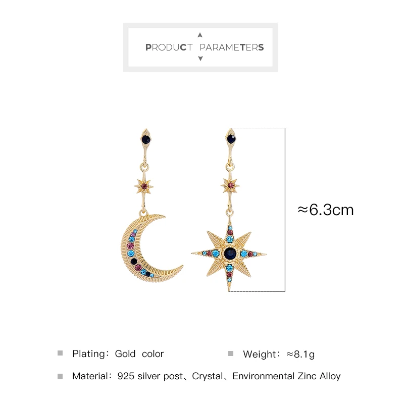 BALANBIU богемные этнические серьги подвески в форме звезды с Луной для женщин