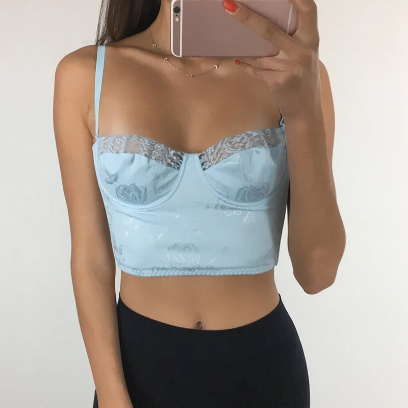 

Y2K Summer Camis Top with Thin Strap Backless Sweet Floral Print Lace Patchwork Sleeveless Crop Cami Outfits tops for women