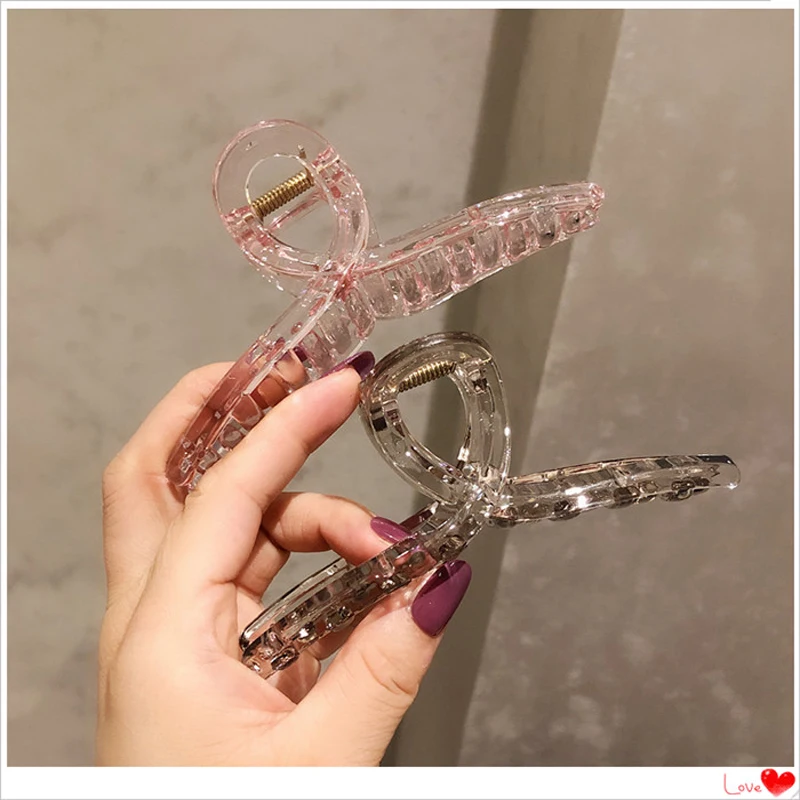 

Clear Crystal Solid Large Hair Claw Elegant Acrylic Hairpins Barrette Crab Hair Clips Headwear for Women Girl Hair Accessories
