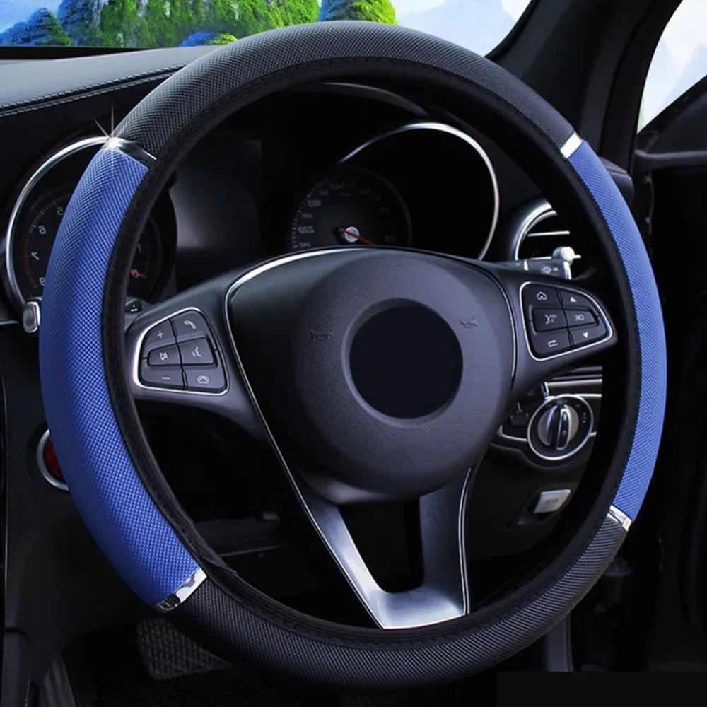 

Universal Car Steering Wheel Cover Anti Slip Pattern Foamed leather Auto Steering Wheel Protector Covers Accessories For 37-38cm