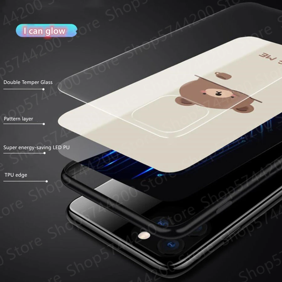 call light up led flash phone cases for iphone 11 8 7 6 6s plus xs max xr x se 2020 luminous back cover accessories free global shipping