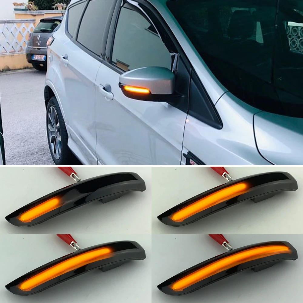 

2pcs Dynamic Blinker Led Turn Signal Lights Smoked Flowing Rear View Mirror Lights Indicator For Ford Kuga Ecosport 2013-2018