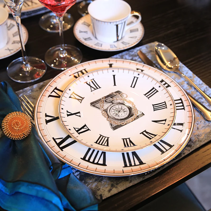 

Набор столовой посуды из сериала времени для дома, клуба, виллы, западного ресторана, Западная Посуда, часы, керамическая тарелка для стейка ...