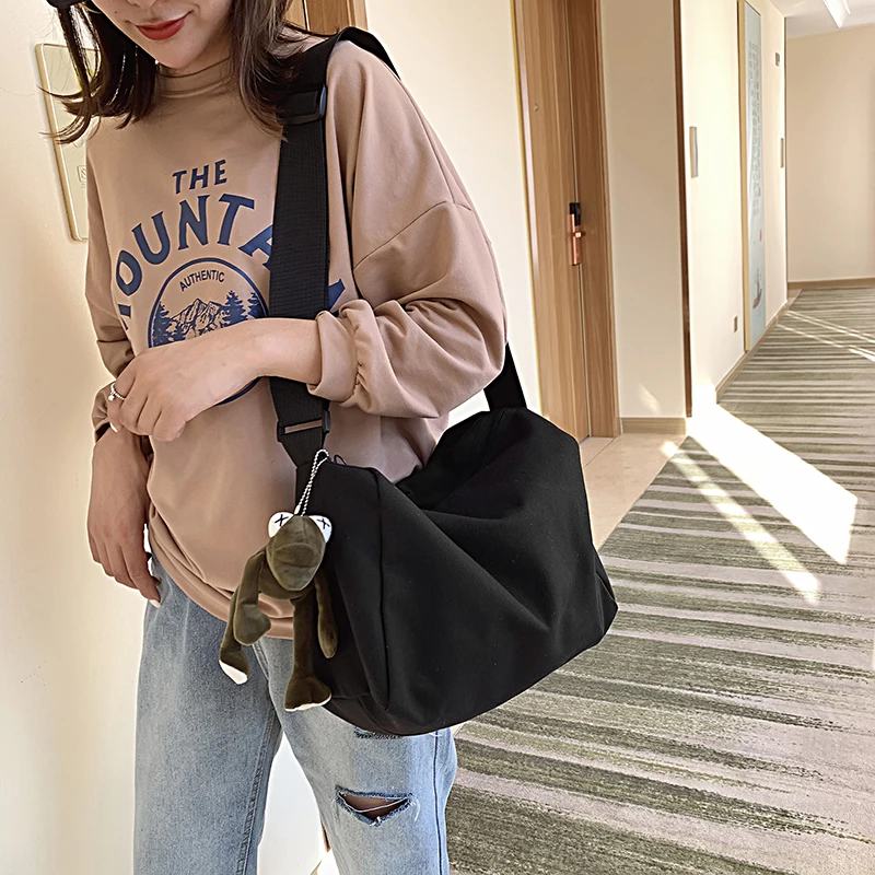 Холщовая Сумка тоут для женщин вместительная дамская сумочка с подвеской Модный