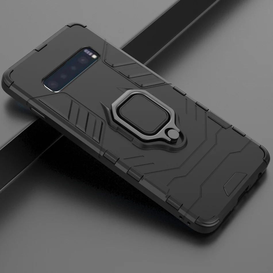 For Samsung Note 10 S10 E S9 S8 Plus Case Armor Kickstand Hybrid Cover Galaxy 9 8 Magnetic Metal Ring Shockproof Coque |