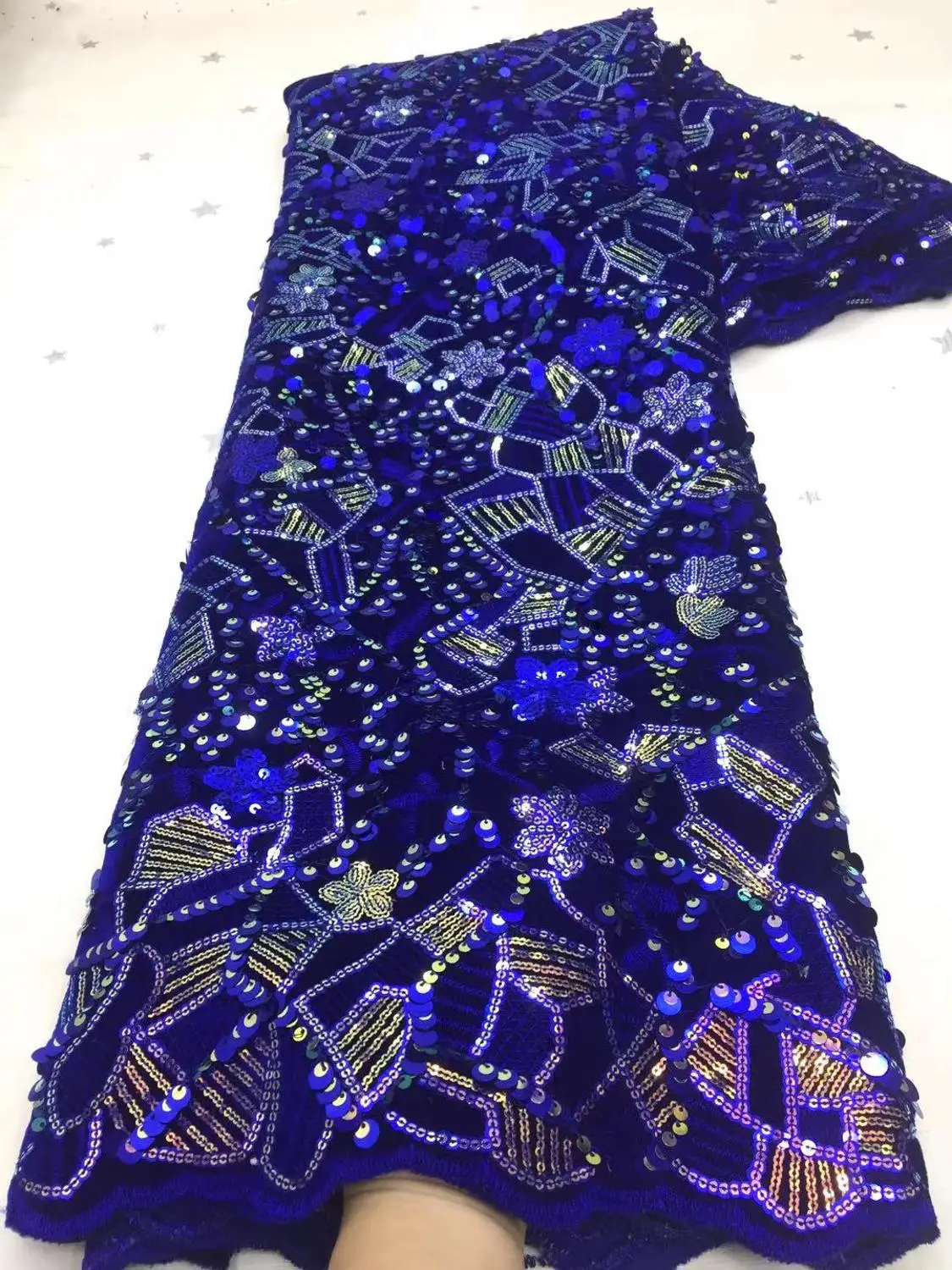 

Nigeria sequin velvet lace fabric 5 yards 2020 new high-quality wedding banquet show French African lace fabric FJ-022
