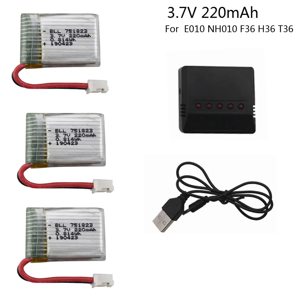 Литий-полимерный аккумулятор 3 7 в 220 мАч с зарядным устройством для E010 NH010 F36 H36 T36