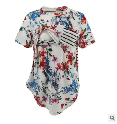 

Pudcoco Pregnant Maternity Clothes Women Nursing Top Breastfeeding T-Shirt Short Sleeve Floral Casual Loose Tee Shirt Outfits
