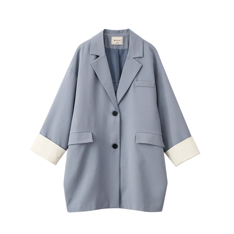 

chic small suit jacket female spring loose 2021 new Korean casual students retro Hong Kong style small incense wind ins top