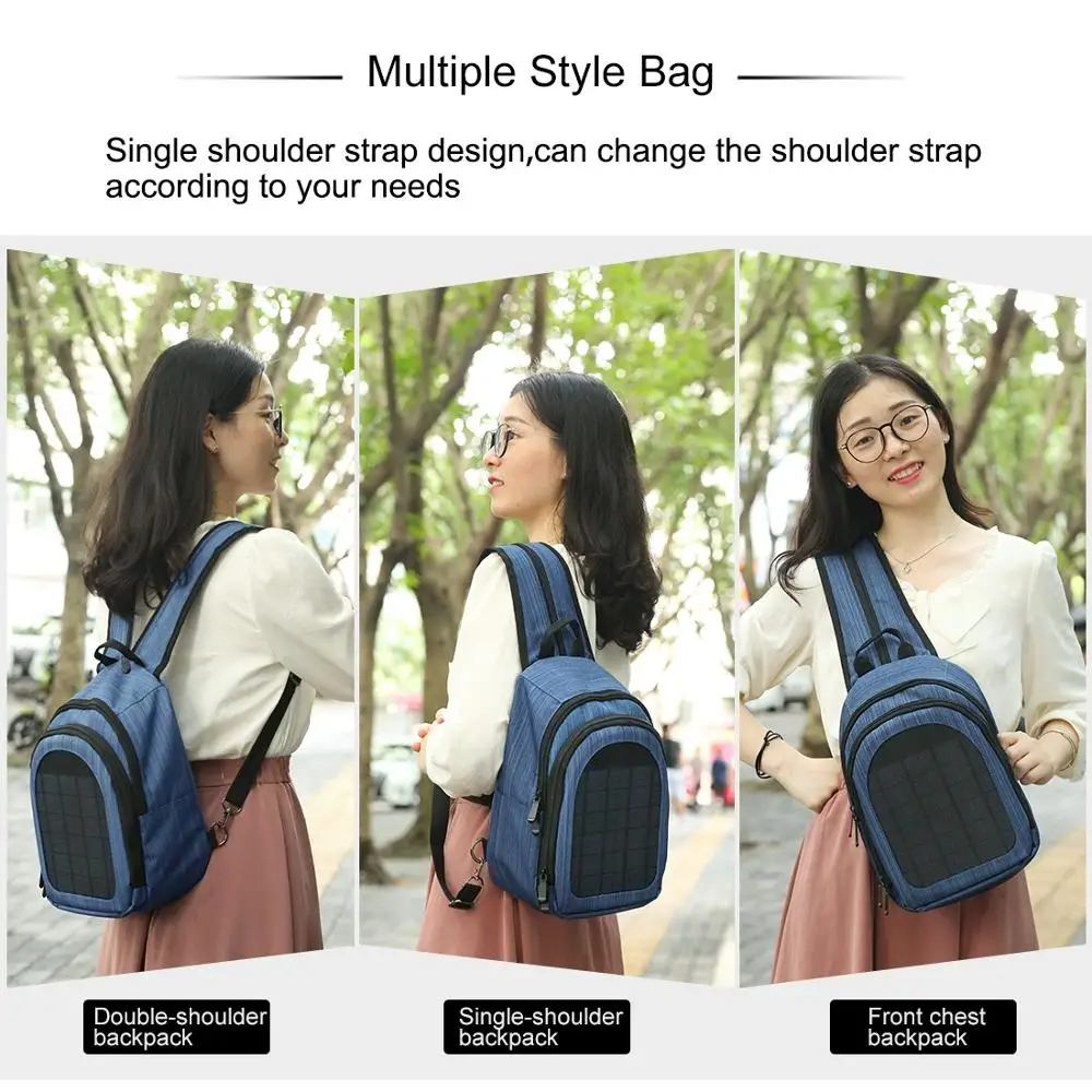 Сумка Рюкзак HAWEEL на одно плечо с солнечной панелью 5 Вт|Сумки для