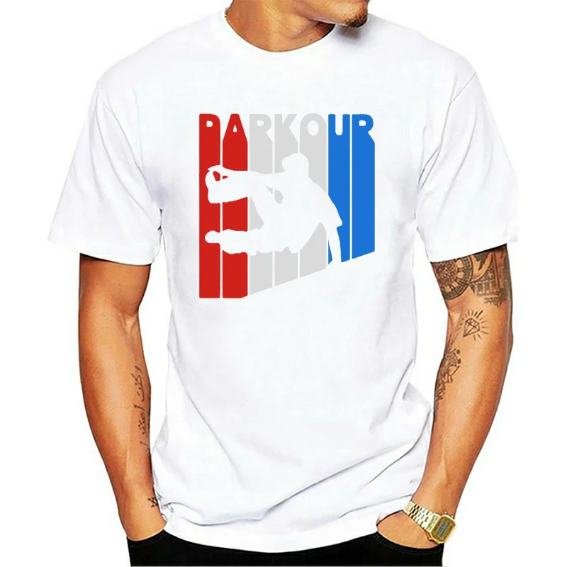 

Retro Parkour Silhouette Print Cool Men T Shirt