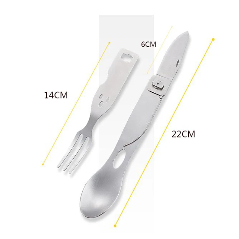 

Portable Spoon Folding Stainless Soup Ladle Steel Western Fork Knife Outdoor Travel Carrying Cutlery Set Kitchen Tableware