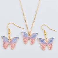 butterfly animal gold earring necklace sets jewelry set retro vintage antiquefashion women christmas birthday girl gifts