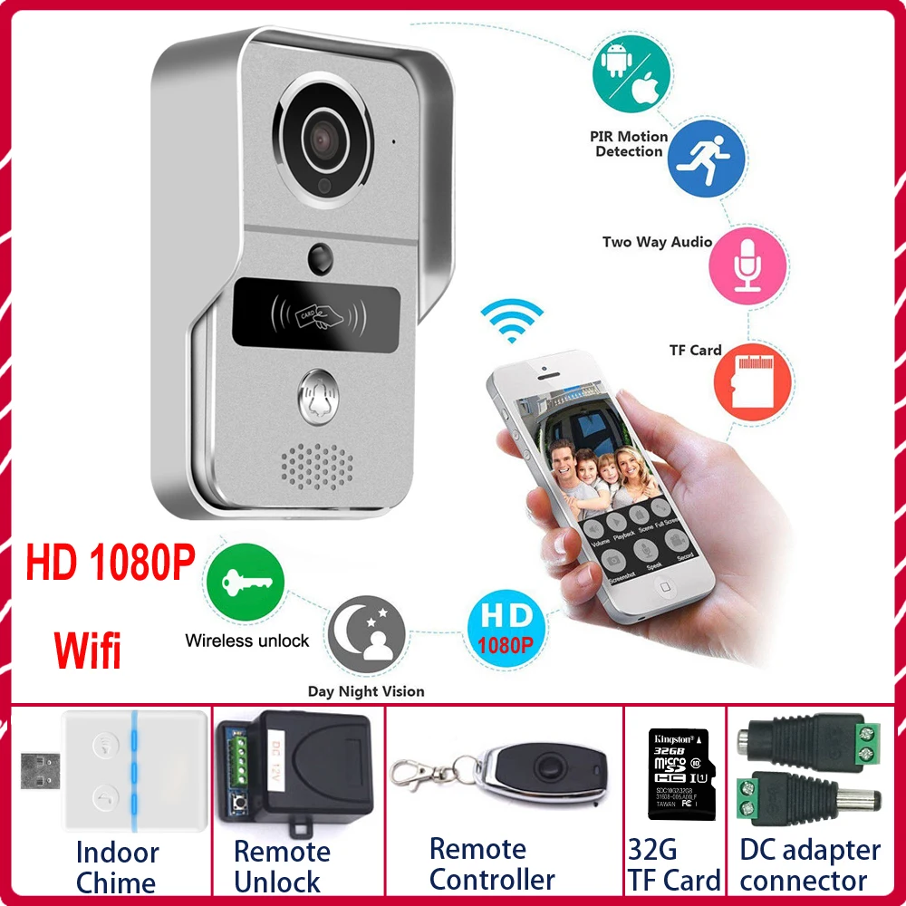 Ip Video Intercom 4G Video Deur Telefoon Ring Deurbel Deurbel Wifi Camera Alarm Draadloze Beveiliging Sd-kaart Camera voeg 32Gb Card