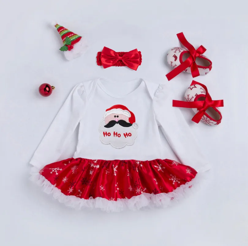 Рождественские комплекты одежды для маленьких девочек комбинезон принцессы