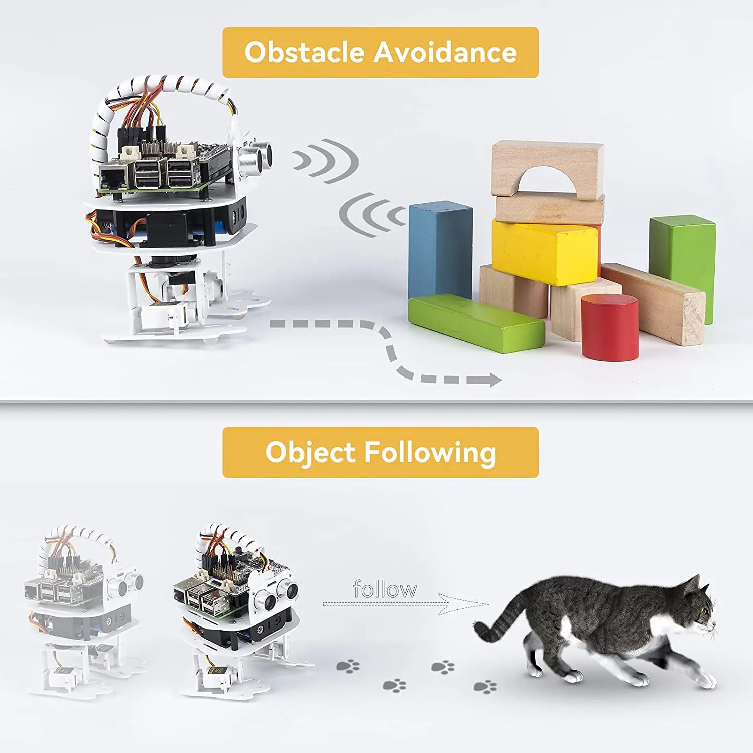PiSloth AI Programmable Robot Kit for Raspberry Pi Dancing Obstacle Avoidance Object Following Sound Effect DIY Bionic | Электронные