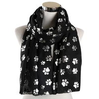 2019 fashion cat dog paw print scarf women foil sliver bronzing black beach scarves wraps for ladies shiny glitter stole shawl