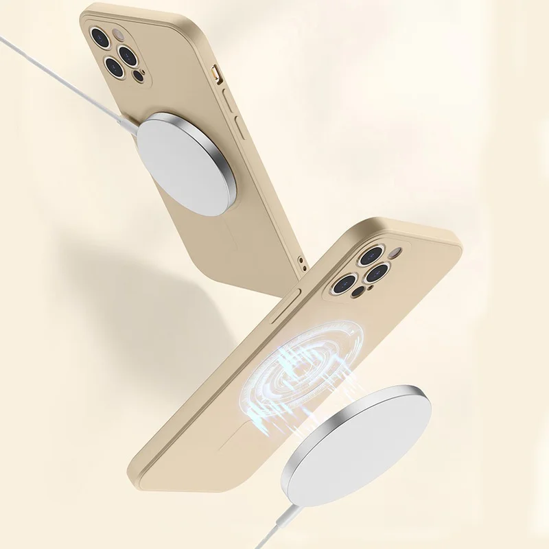 2022 New Liquid Silicone Magnetic Phone Case for iPhone 13 12 11 Pro  XS Max Mini XR X Plus Luxury Wireless Magsafing Cover