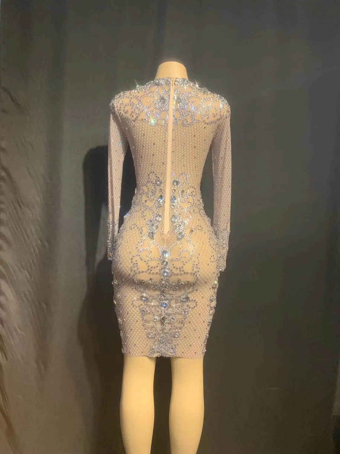 Роскошное прозрачное вечернее платье с кристаллами женское сексуальное для