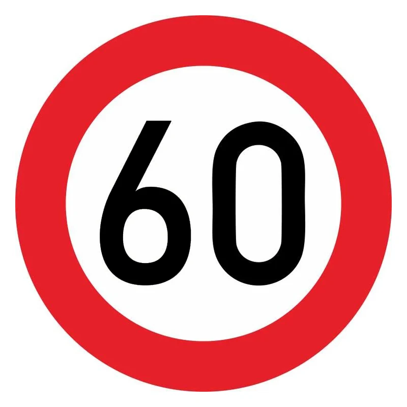 

S50087# Personality PVC Decal Speed Limit 60KM Waterproof Car Sticker on Motorcycle Laptop Decorative