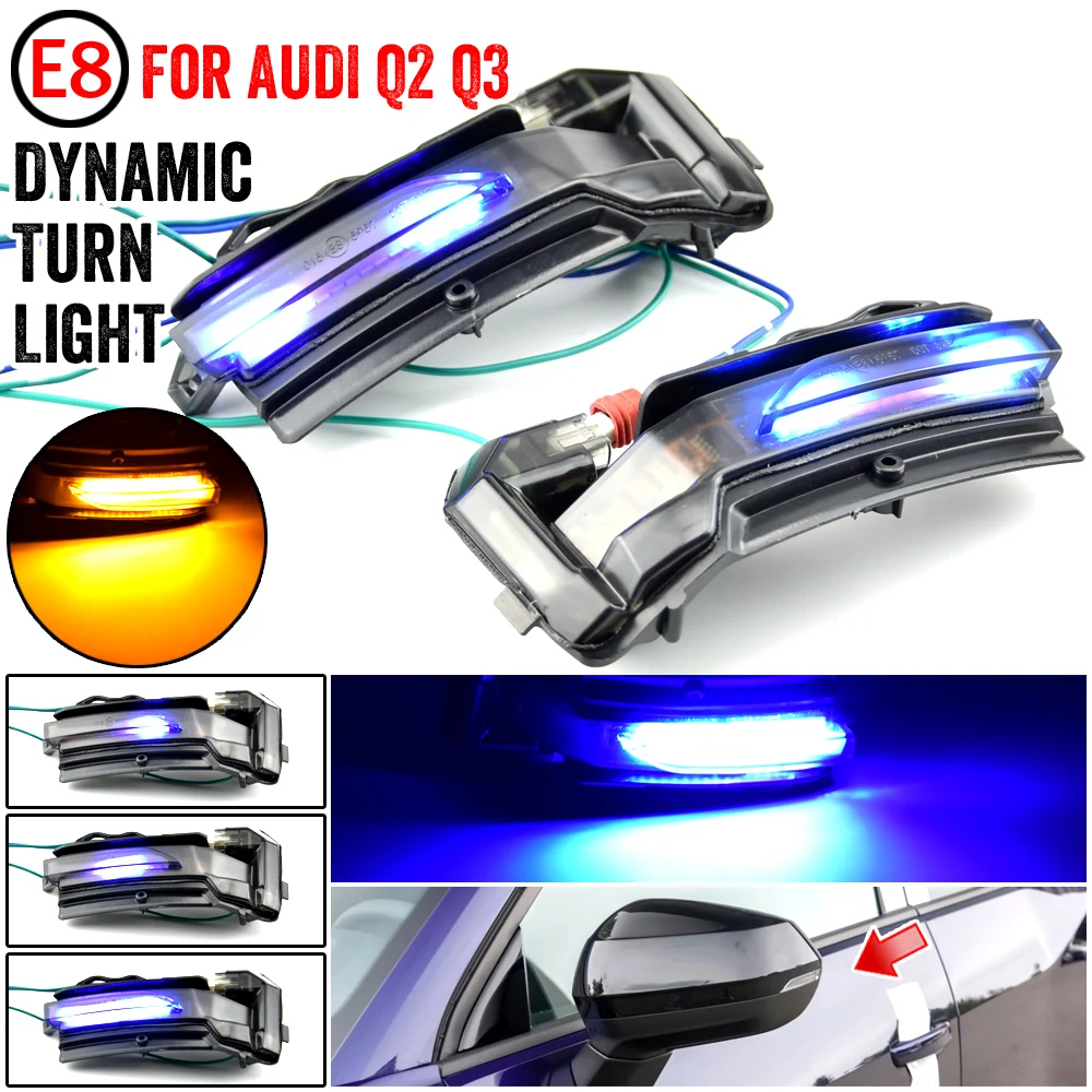 

Светодиодный динамический течет поворотов светильник сбоку Зеркало заднего вида Индикатор мигалка светильник для AUDI Q2 2018 2019 2020 Q3 2019 2020