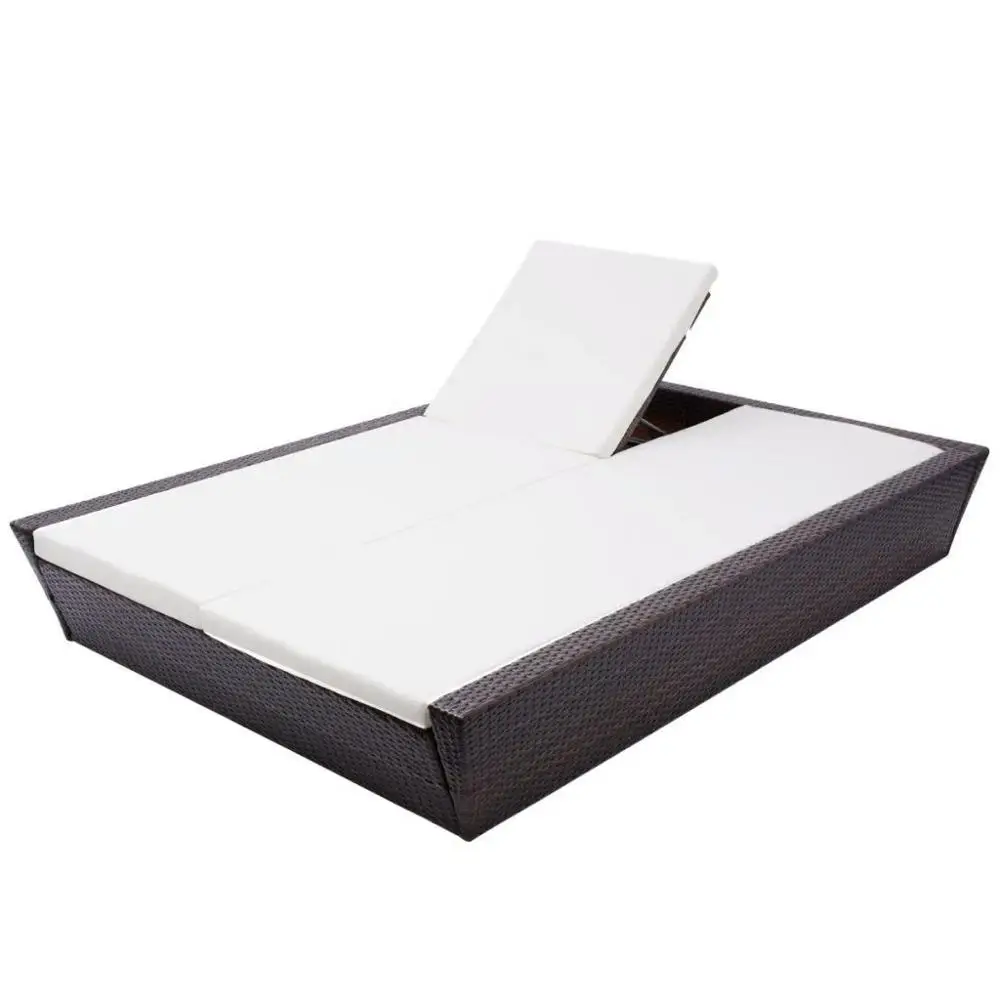 

AU WarehouseFurniture Outdoor Lounge Bed with Cushion Poly Rattan Brown