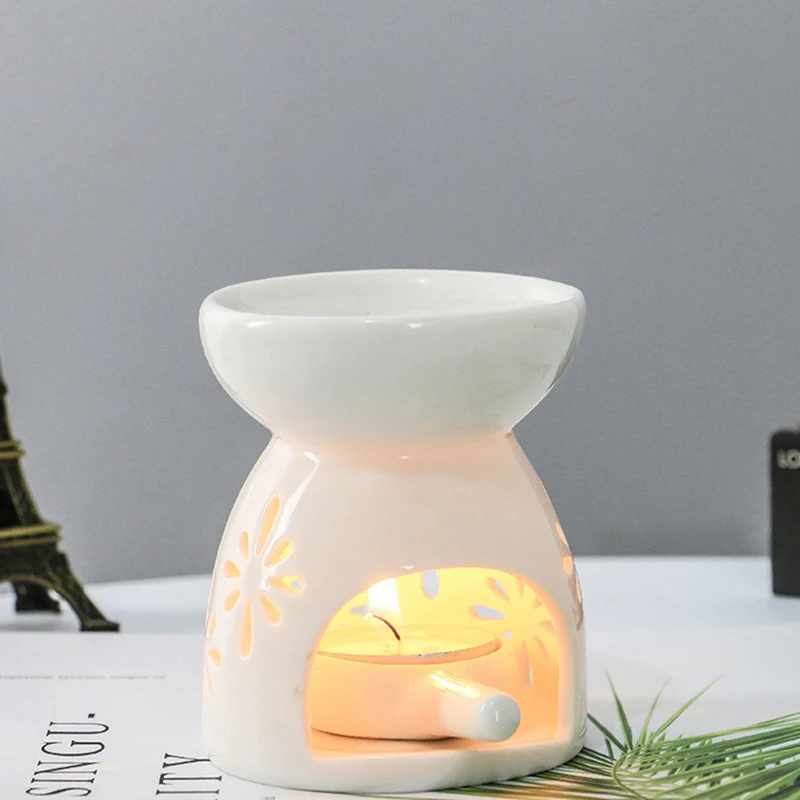 

Ceramic Candle Holder Oil Incense Burner Essential Aromatherapy Oil Burner Lamps Porcelain Home Living Room Decoration