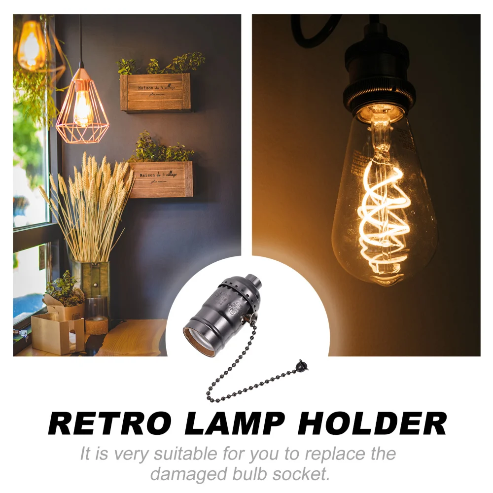 Aluminum Vintage Light Socket Practical E-27 Lamp Holder with Zipper | Обустройство дома