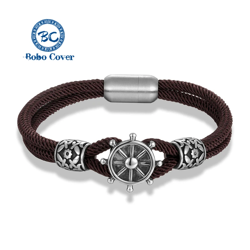 Модный темно синий браслет из нержавеющей стали для мужчин и женщин