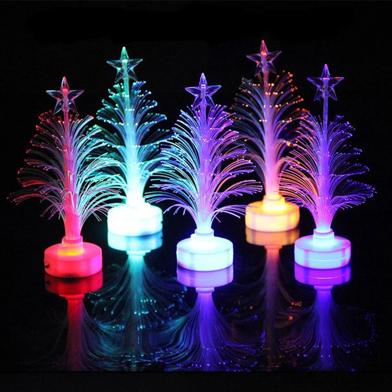

New 1Pc Christmas Tree Lamp Light Colorful LED Fiber Optic Nightlight Children Xmas Gift Xmas Decoration Night Light-Up Toy