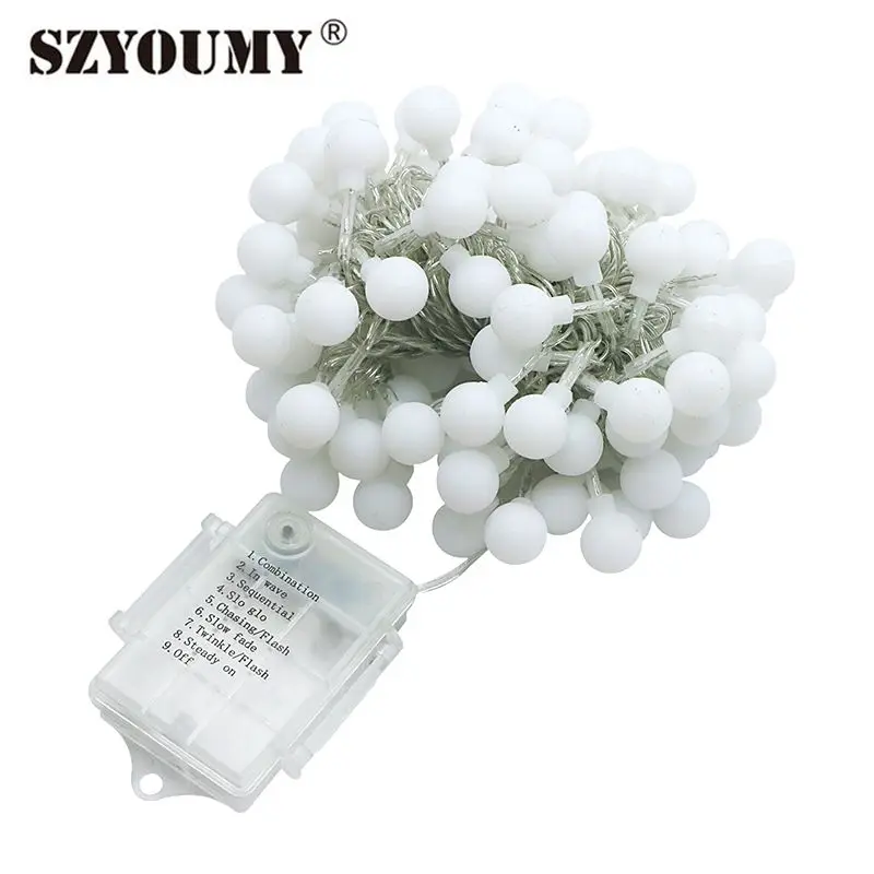 

SZYOUMY 10M 100Led Fairy Led Ball String Lights Garland light For Christmas Tree Wedding home Decoration Battery Power