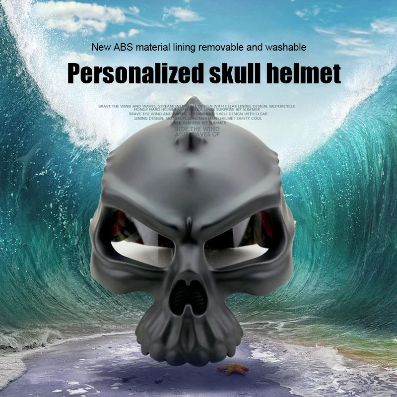 Мотоциклетный шлем с открытым лицом черепом в стиле ретро для гонок на половину