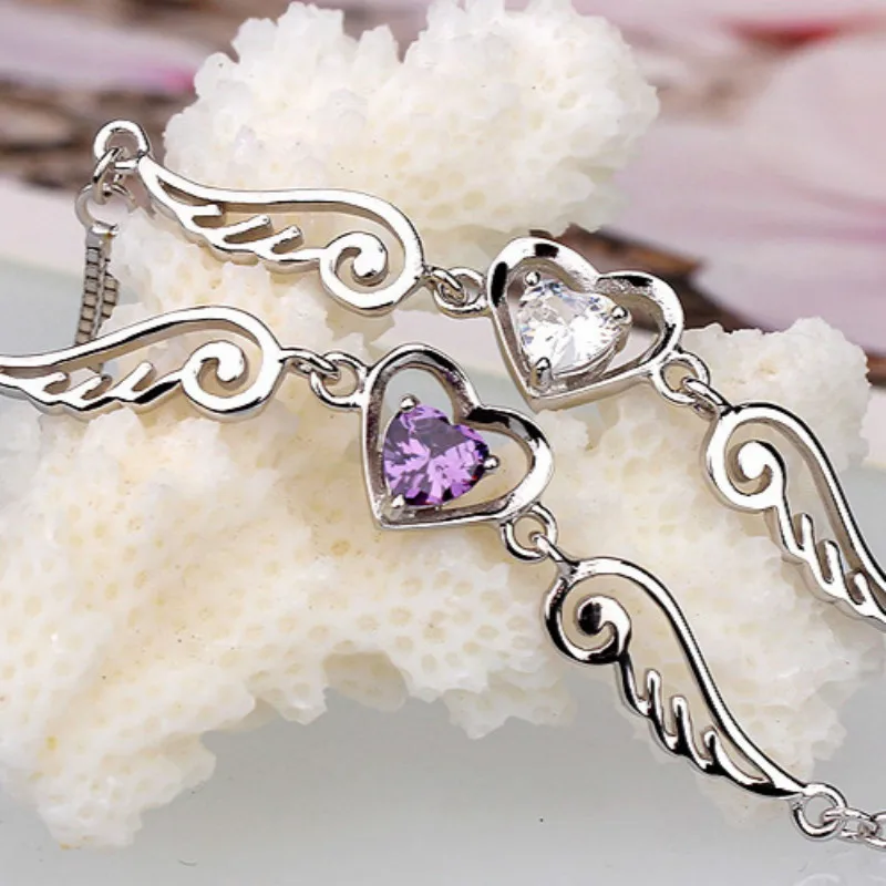 Женский браслет из серебра 100% пробы с подвесками и кристаллами | Украшения