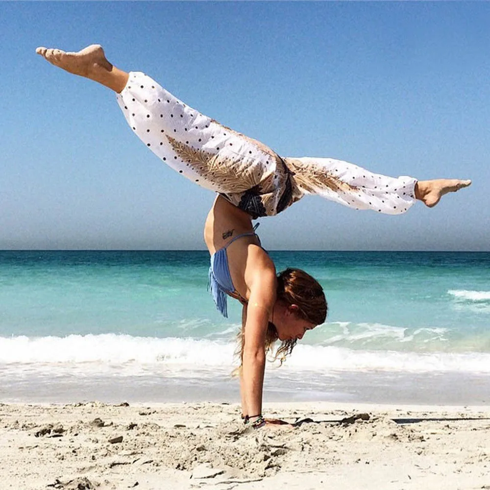 Пляжные брюки в богемном стиле свободные винтажные шаровары унисекс для фитнеса