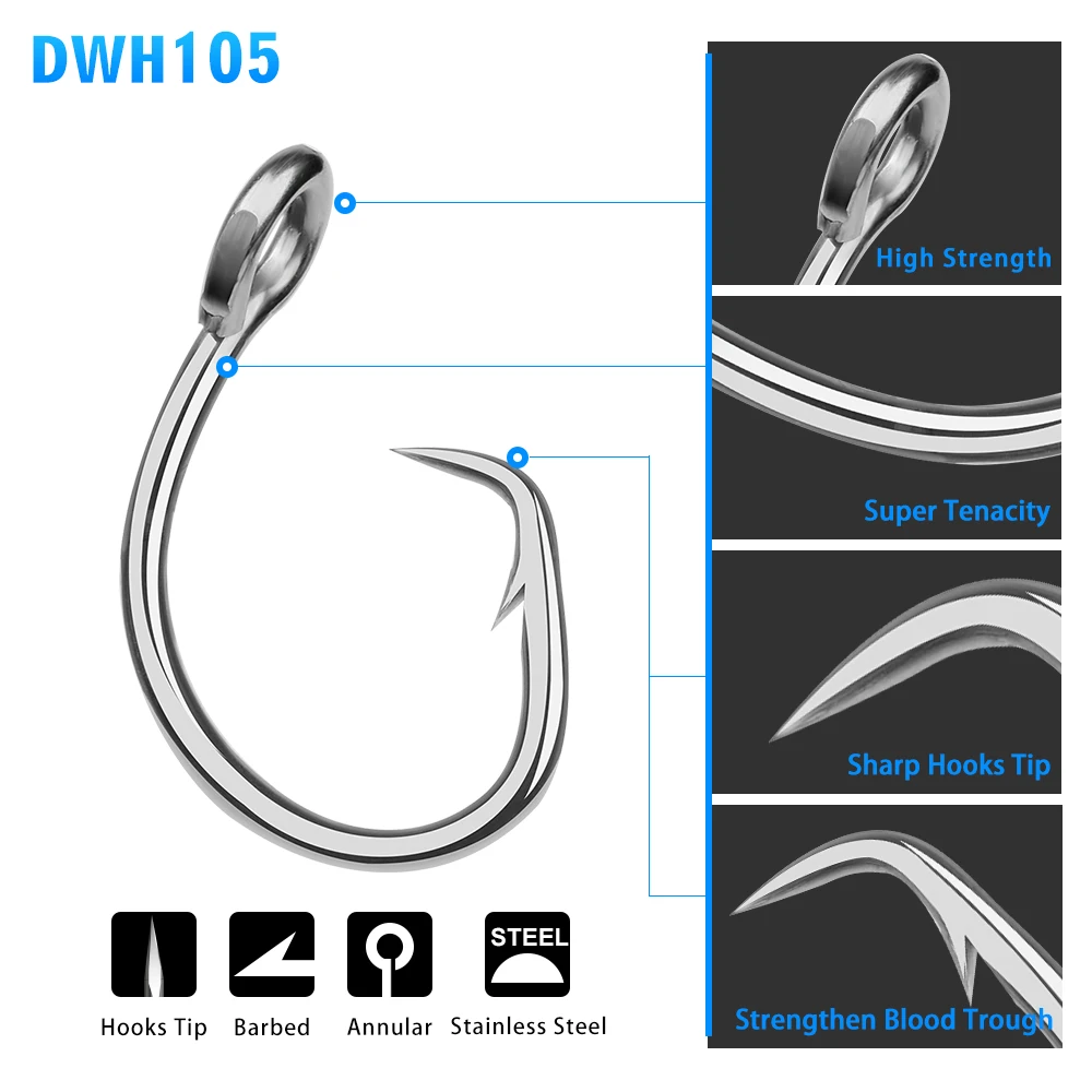 20 шт. SUNLURE брендовый рыболовный крючок для морской воды DWH105 круглый 11/0 #-16/0 # Модель