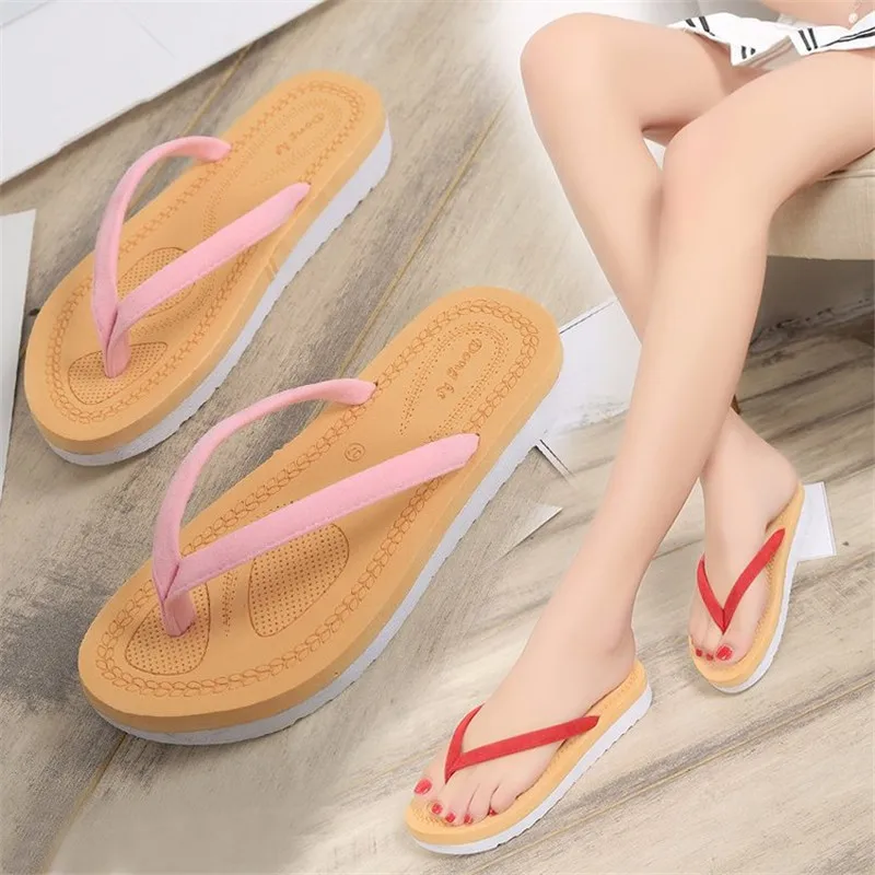

2021Women Slipper Soft Comfortable Solid Color Flip Flops Spring and Summer Breathable Flat Bottom Casual Beach Shoes Plus Szie