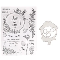 new 1521cm just to say garland flowers leaves stamps and cutting die diy handbook transparent silicone seal rubber stamp easter