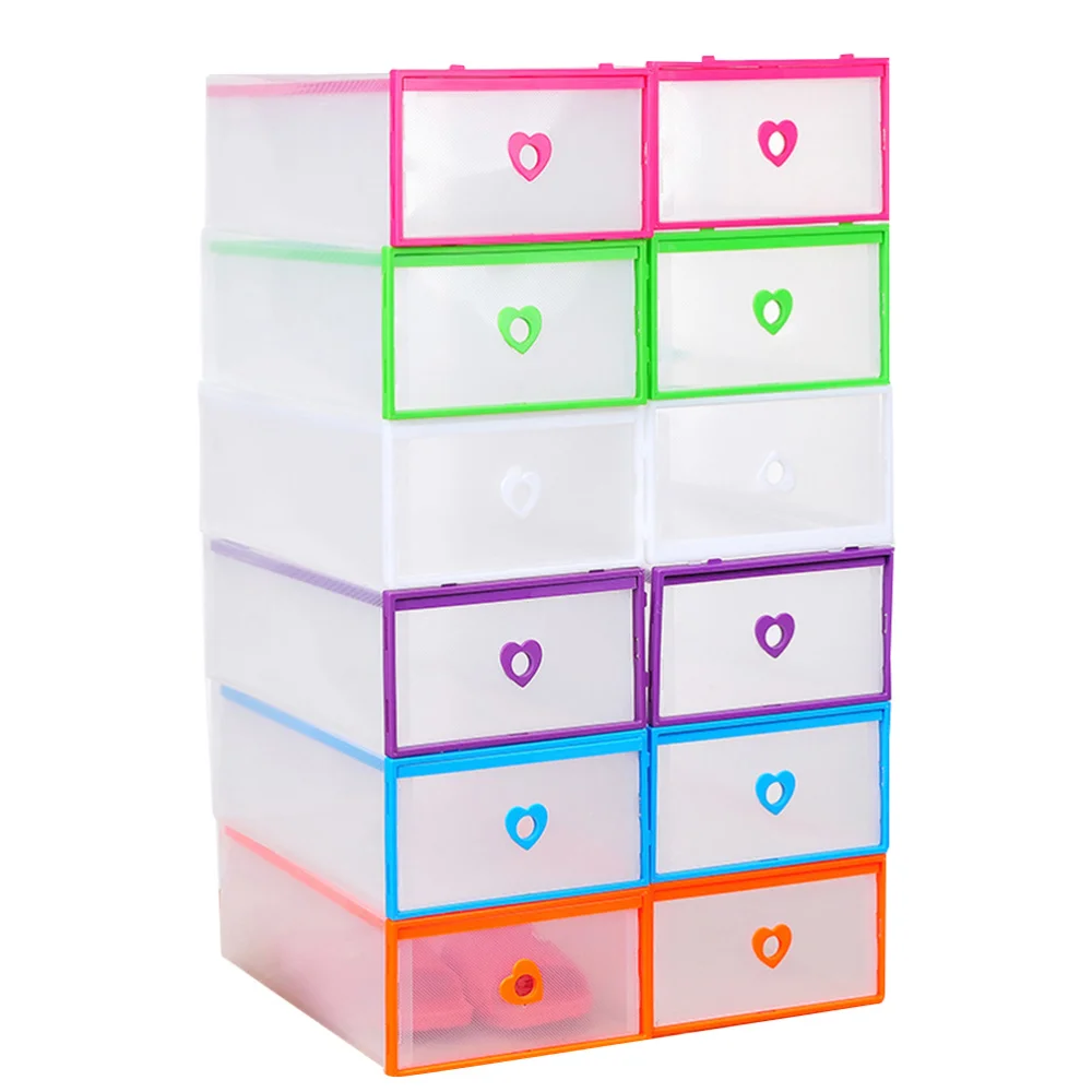

10PCS Crate Storage Clear Drawer Shoe Boxes Stackable Foldable Shoes Case Home Wardrobe Thicken Shoebox Size 31*20*11 (