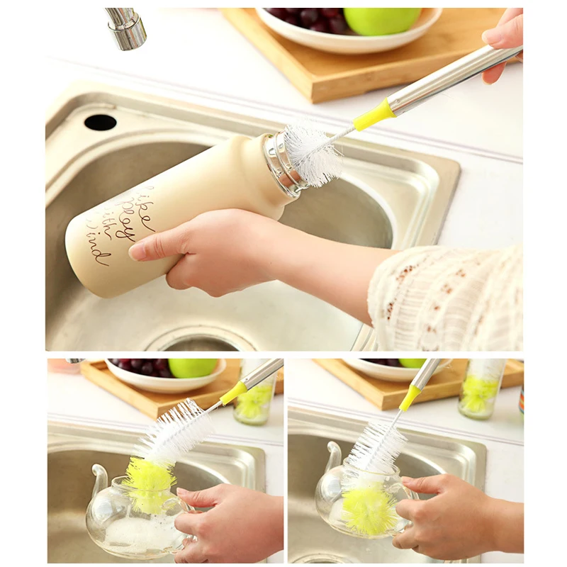 

Plastic Bottle Brush with Long Handle Bendable Portable Long Lasting Easy Operation Durable Resuable for Bottle Cup FHJ889