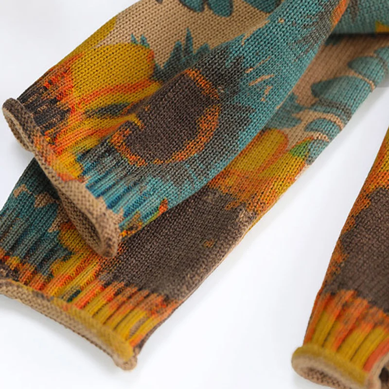 

Women Floral Sweaters Pullover Oversized Big Loose Outwear Knit Retro Vintage Fashion Casual Autumn Winter AZ33121814