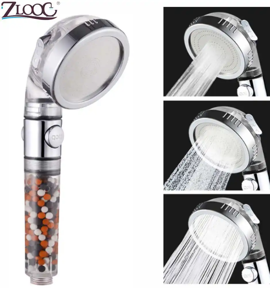 M shower head Zloog турмалиновый фильтр для заварки чая экономии воды 3 режима Регулируемая насадка для душа Спа переключатель кнопка высокого давления spry душ - Цвет: M shower head