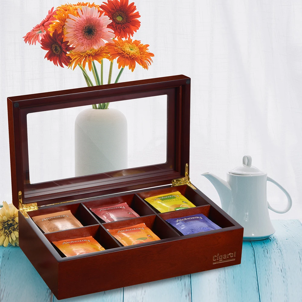 6 секционный ящик для чая органайзер очистки кофе молока контейнер роскошный