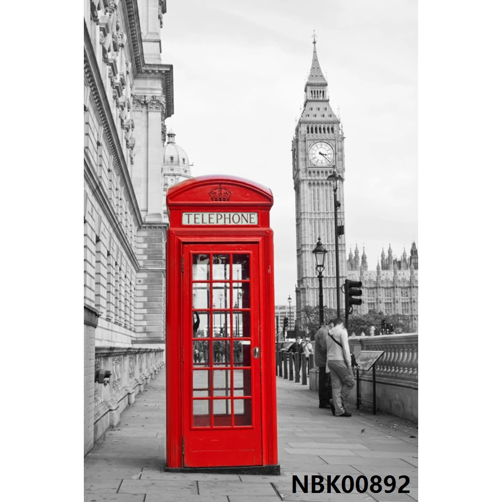 NBK00892 Laeacco Лондонский уличный телефонный стенд фотографии фоны портретный фотосессия фоны для фотостудии - Цвет: NBK00892
