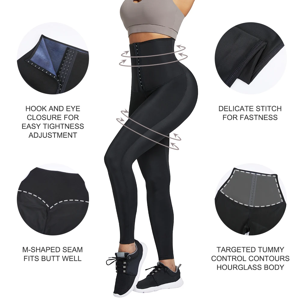 

HEXIN Neoprene Leggings High Waist Tummy Control Panties Adjustable Waistband Fat Burning Pants Women Body Shaper