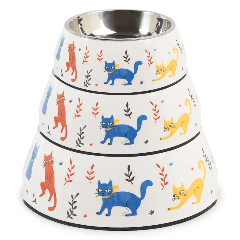 

Wholesale of Haworth Meinai pet bowl cartoon two in one dog basin water bowl Pet Bowl Stainless Steel Dog Bowl