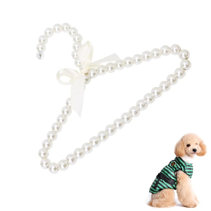 

Fashion Plastic Pearl Bow Clothes Clothing Hanger For Kids Children Pet Dog Cat