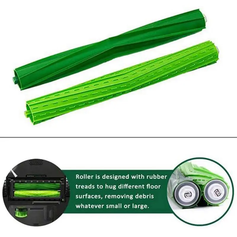 

2Pcs Wheels and 4Pcs Tire tape for Irobot Braava 380T 320 & 1 Pairs of Multi-Surface Rubber Brushes for IRobot S9(9150)