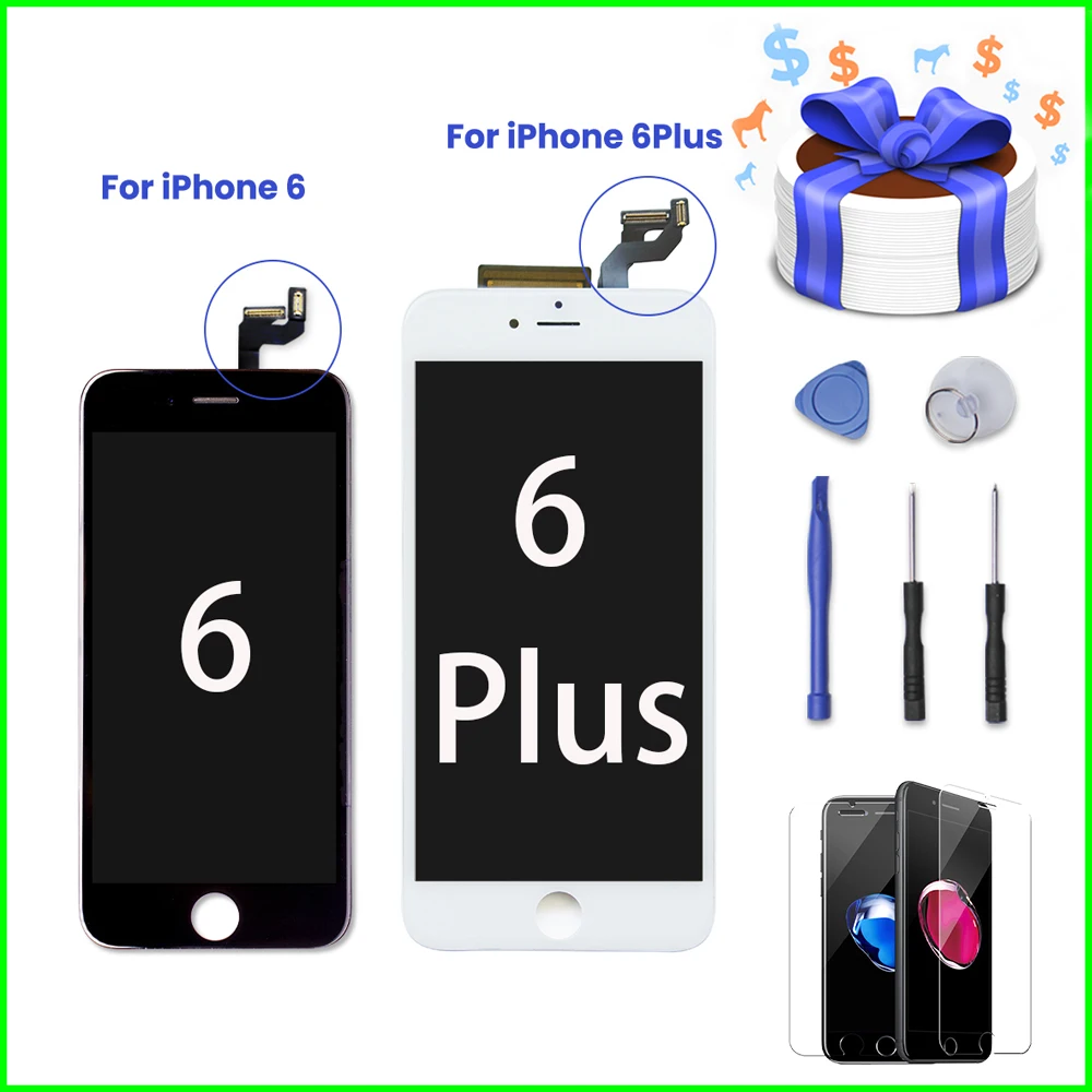 Черный/белый Pantalla для iPhone 6 6s Plus lcd Замена сенсорного экрана Digiziter дисплей без