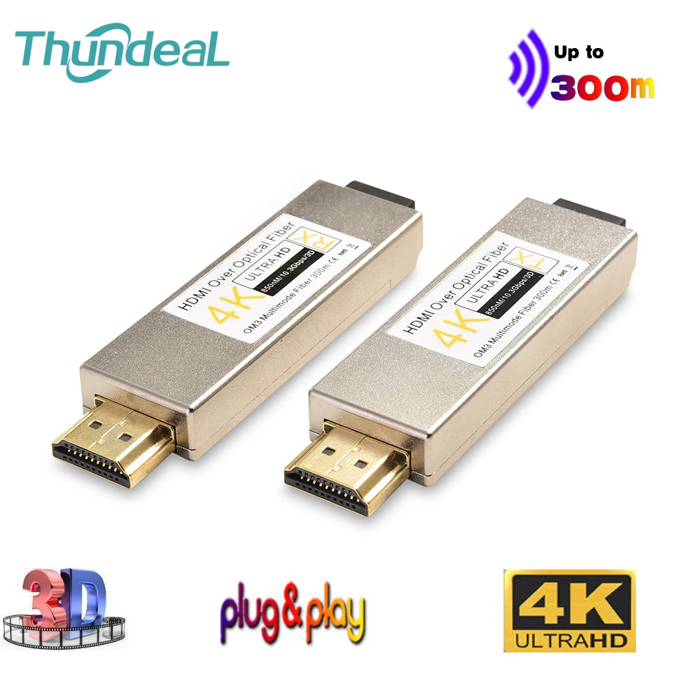 

ThundeaL OPT880 Optical Fiber HDMI cable No Delay Loss Optical Fiber Extender Transmitter Receiver Extender OM3 Multimode Cable