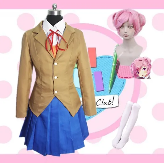 Doki Monika для костюмированной вечеринки, школьная форма, игровой костюм для девочек, Sayori Yuri Natsuki - Цвет: package D